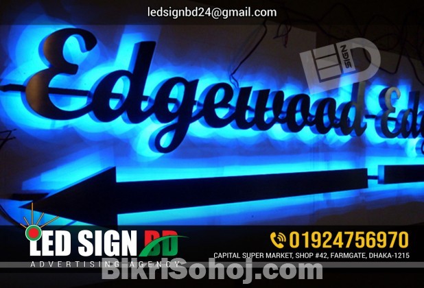 SS Acrylic Letter with RGB 3D LED Signage Working.